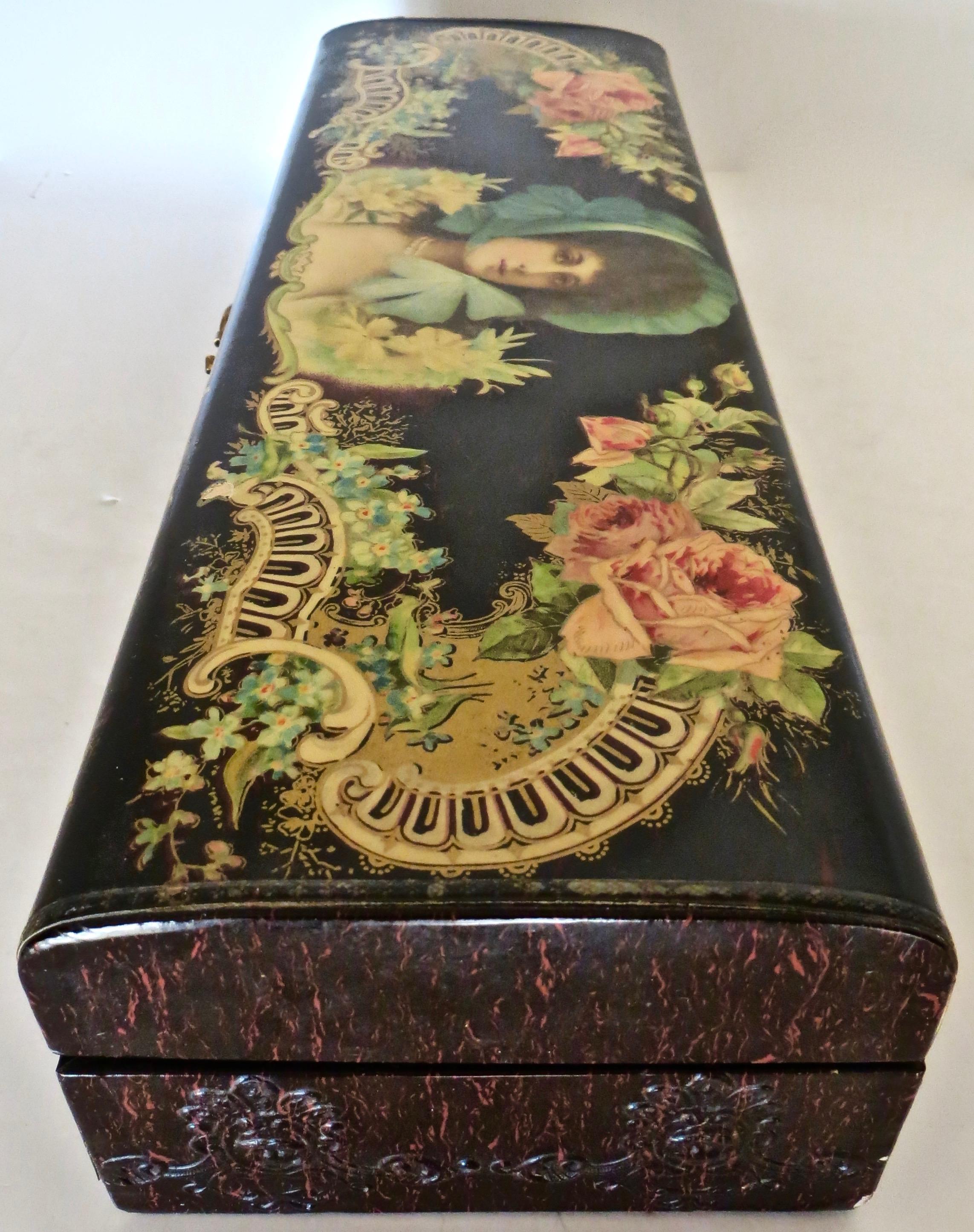Two Matching Victorian Celluloid Boxes 'Jewelry Box & Glove Box', circa 1890 For Sale 5
