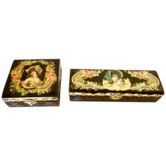 Antique Two Matching Victorian Celluloid Boxes 'Jewelry Box & Glove Box', circa 1890