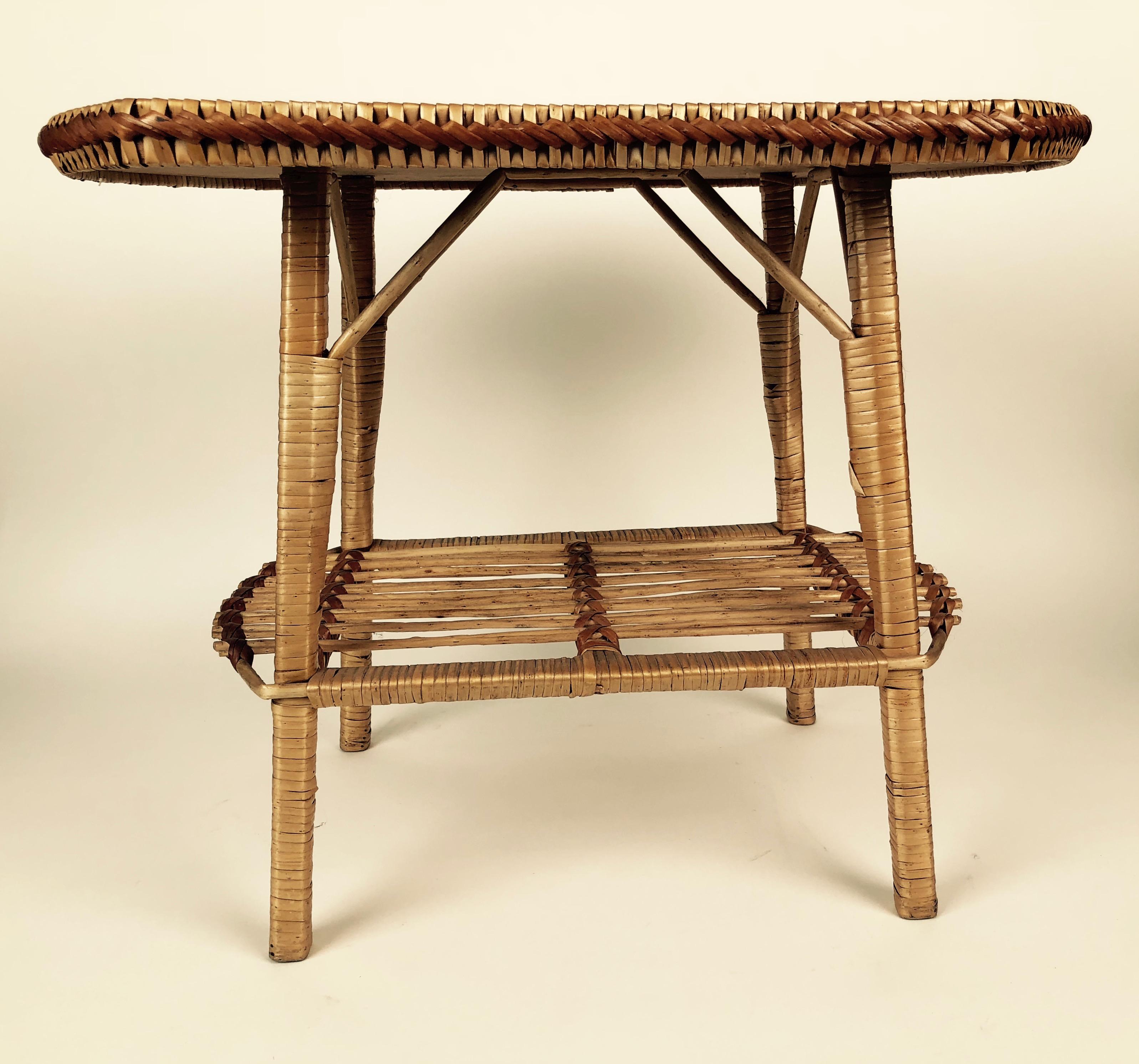 Mid-20th Century Two Matching Wicker Chairs and Coffee Table from 1960