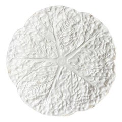 Two MCM Vintage White Italian Ceramic Cabbageware Plates from Italy - A Pair