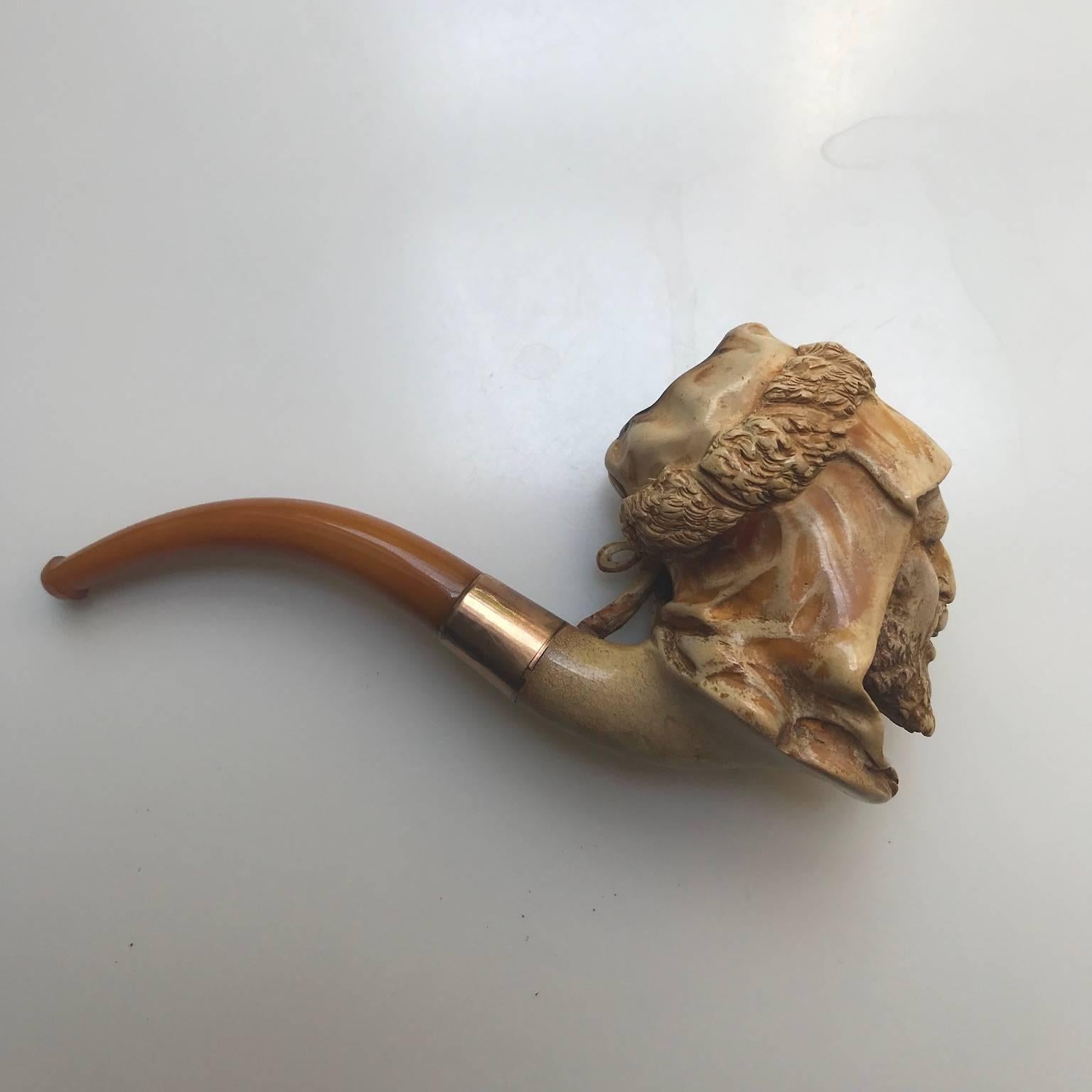 Two Meerschaum Pipes, Arab Man and Man with Turban In Excellent Condition In Washington Crossing, PA