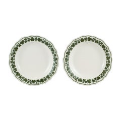 Two Meissen Green Ivy Vine Cover Plates in Hand-Painted Porcelain, 1940s