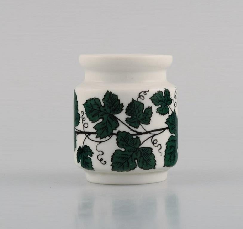 20th Century Two Meissen Green Ivy Vine Leaf Egg Cups and Two German Toothpick Holders For Sale