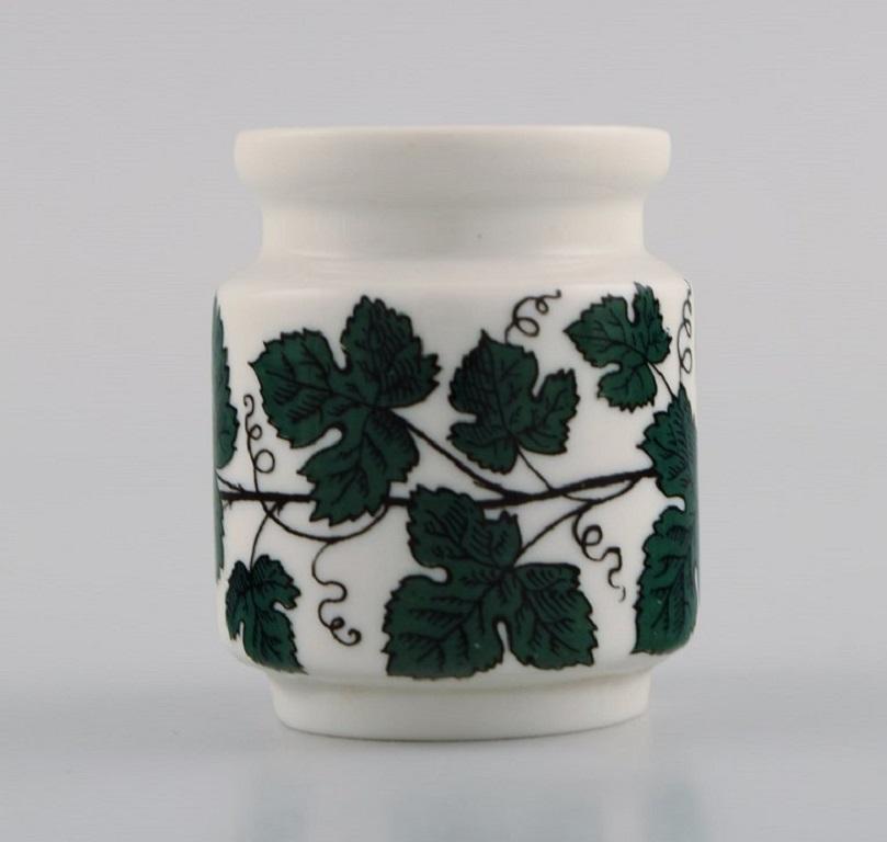 Porcelain Two Meissen Green Ivy Vine Leaf Egg Cups and Two German Toothpick Holders For Sale