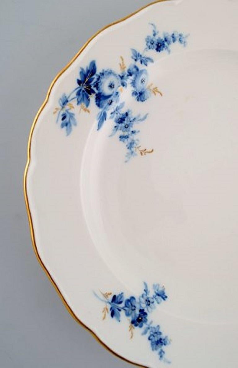 Two Meissen Plates in Hand Painted Porcelain with Flowers and Gold Rim In Good Condition In Copenhagen, DK