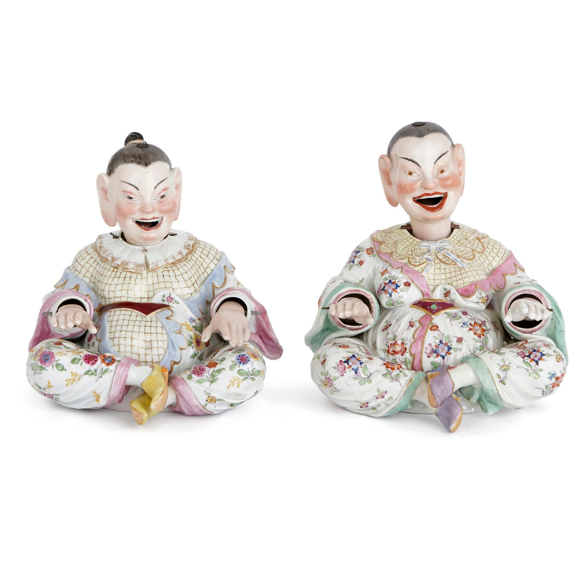 Called ‘pagode’ (or pagoda) figures, these Meissen Porcelain models are based on the sculptures of deities found in pagoda temples in the Far East. Meissen began to produce these kinds of porcelain figures in the early 18th century, prompted by the