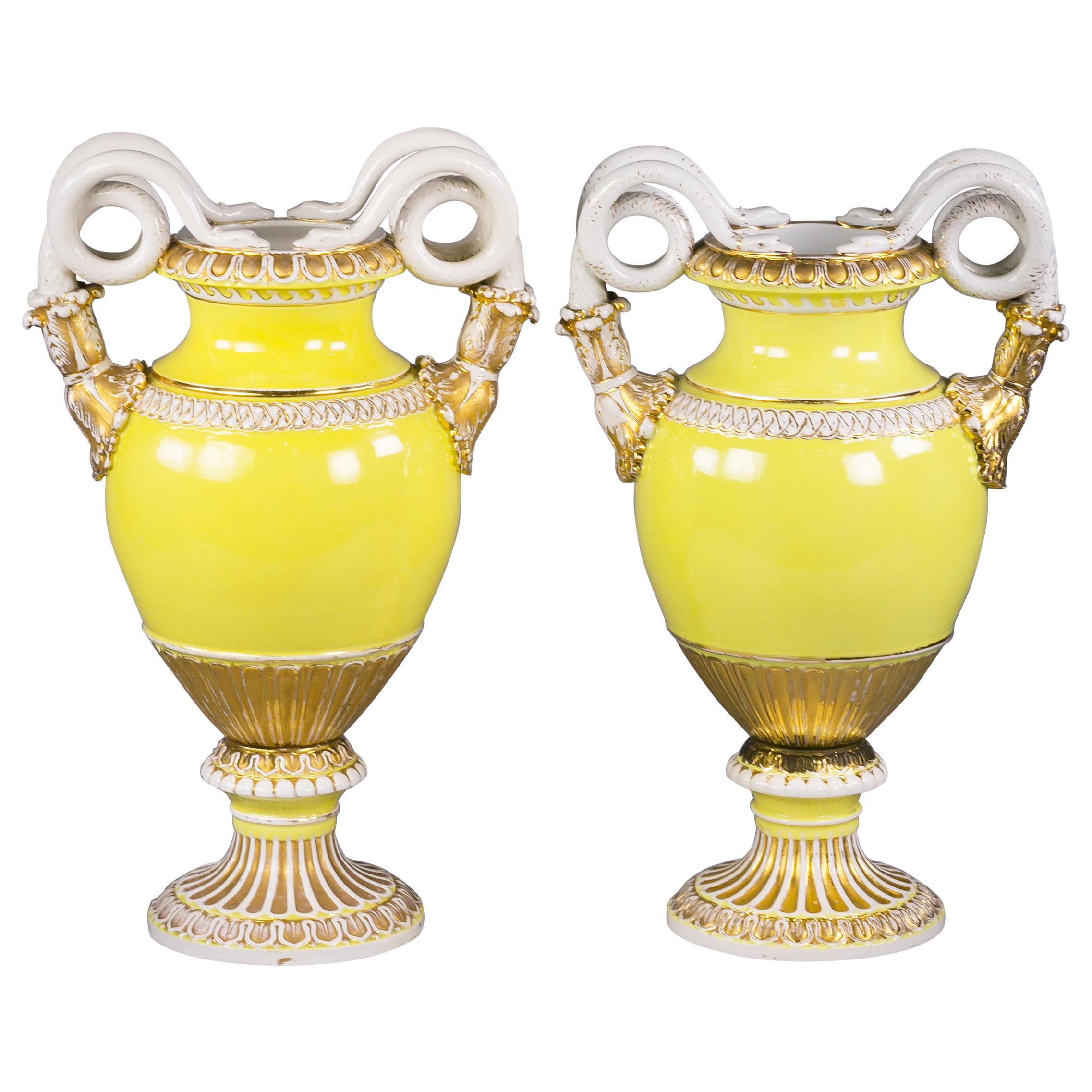 Two Meissen Porcelain Two Handled Vases, circa 1890