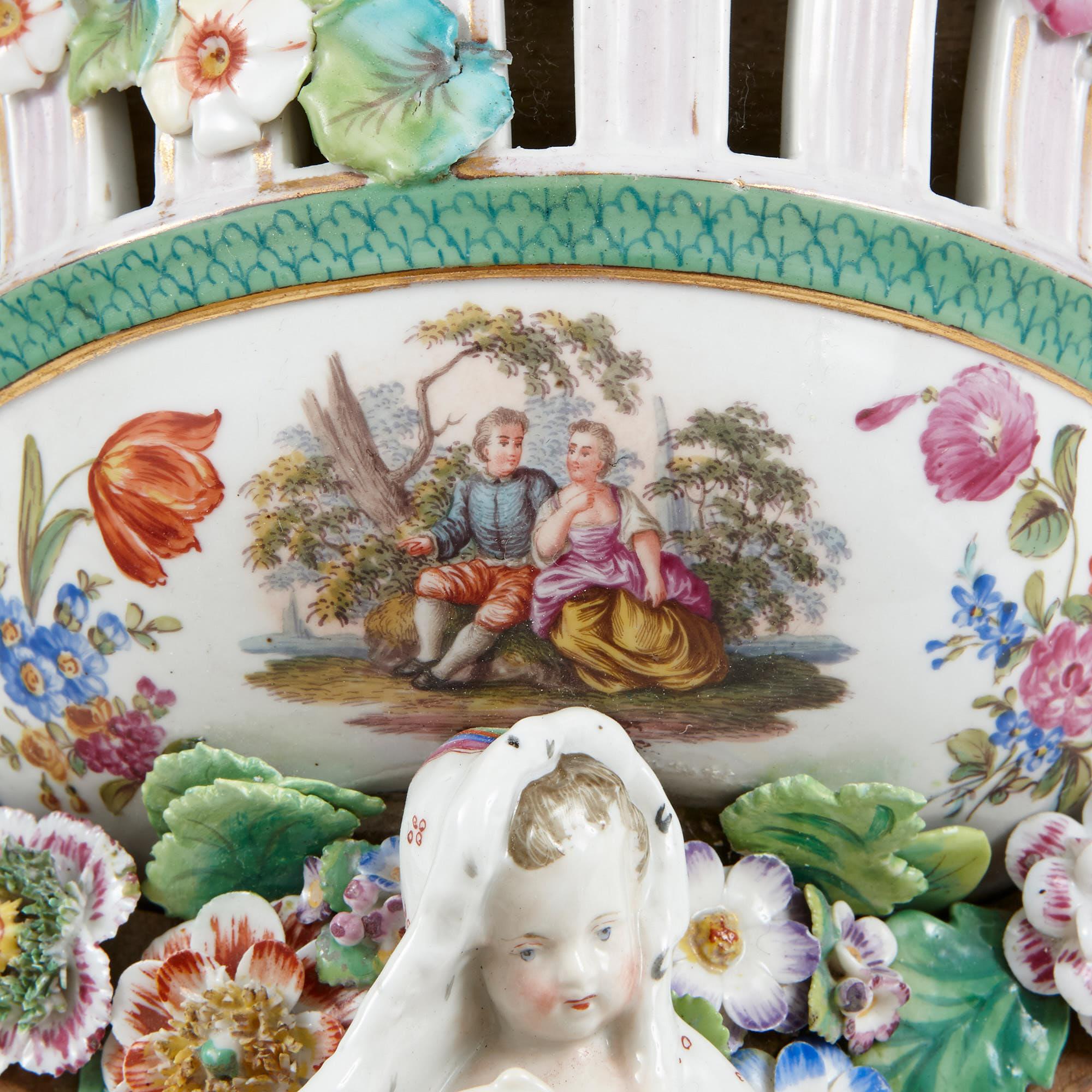 Two Meissen Style Decorative Porcelain Wall Brackets 2
