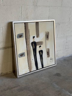 Two Men Art Canvas Painting Vintage Framed Artwork