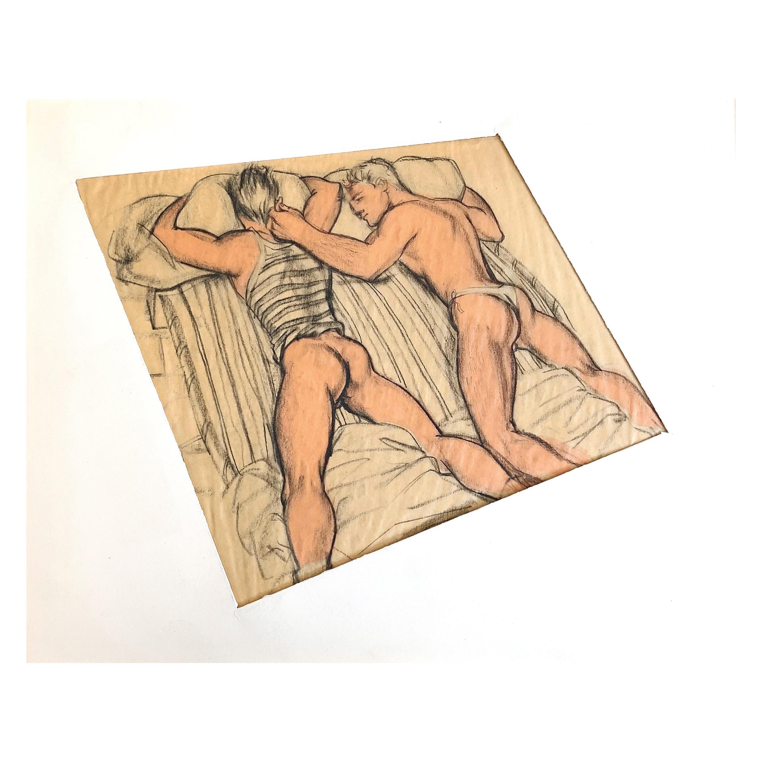 "Two Men in Bed, " Rare Depiction of Gay Male Intimacy in the 1950s, by de Knight