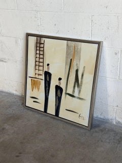 Two Men Painting Art Canvas Vintage Framed Artwork