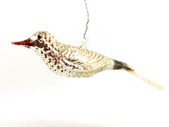 Two Mercury Glass Bird Christmas Tree Ornaments, Antique German, 1910s