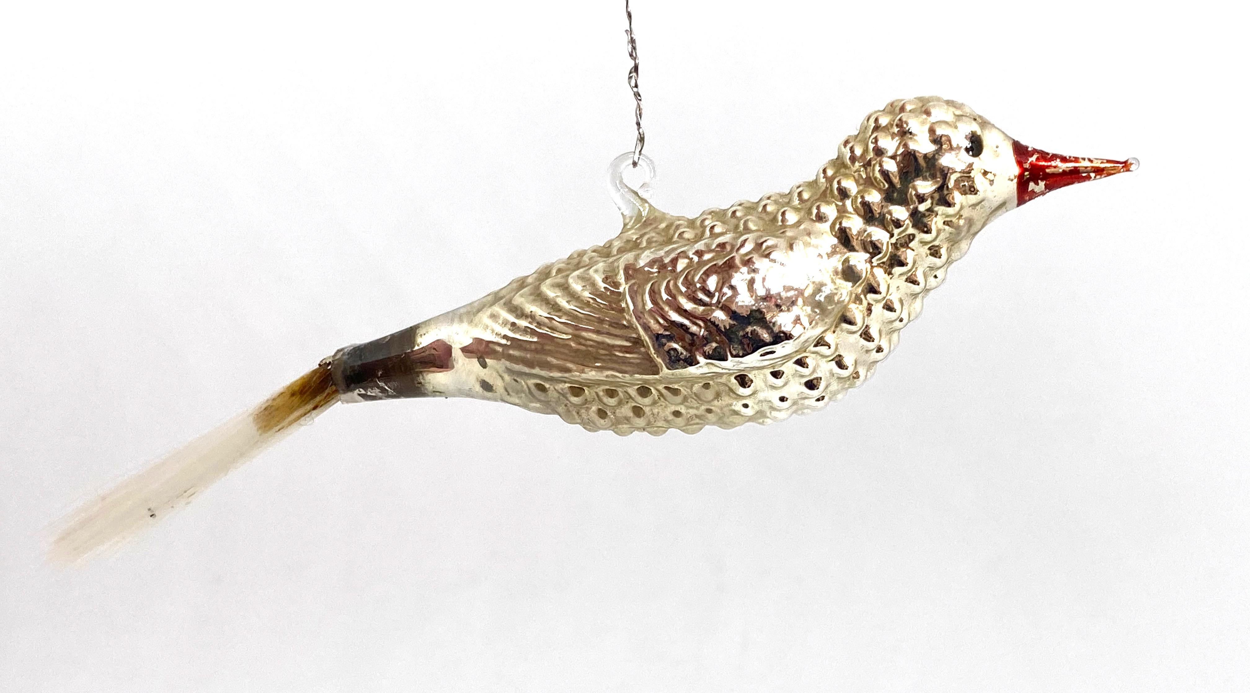 mercury glass bird ornaments
