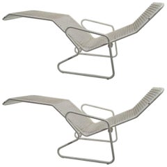 Two Metal Chaise Longues by Erlau AG Design Attributed to Karl Fichtel
