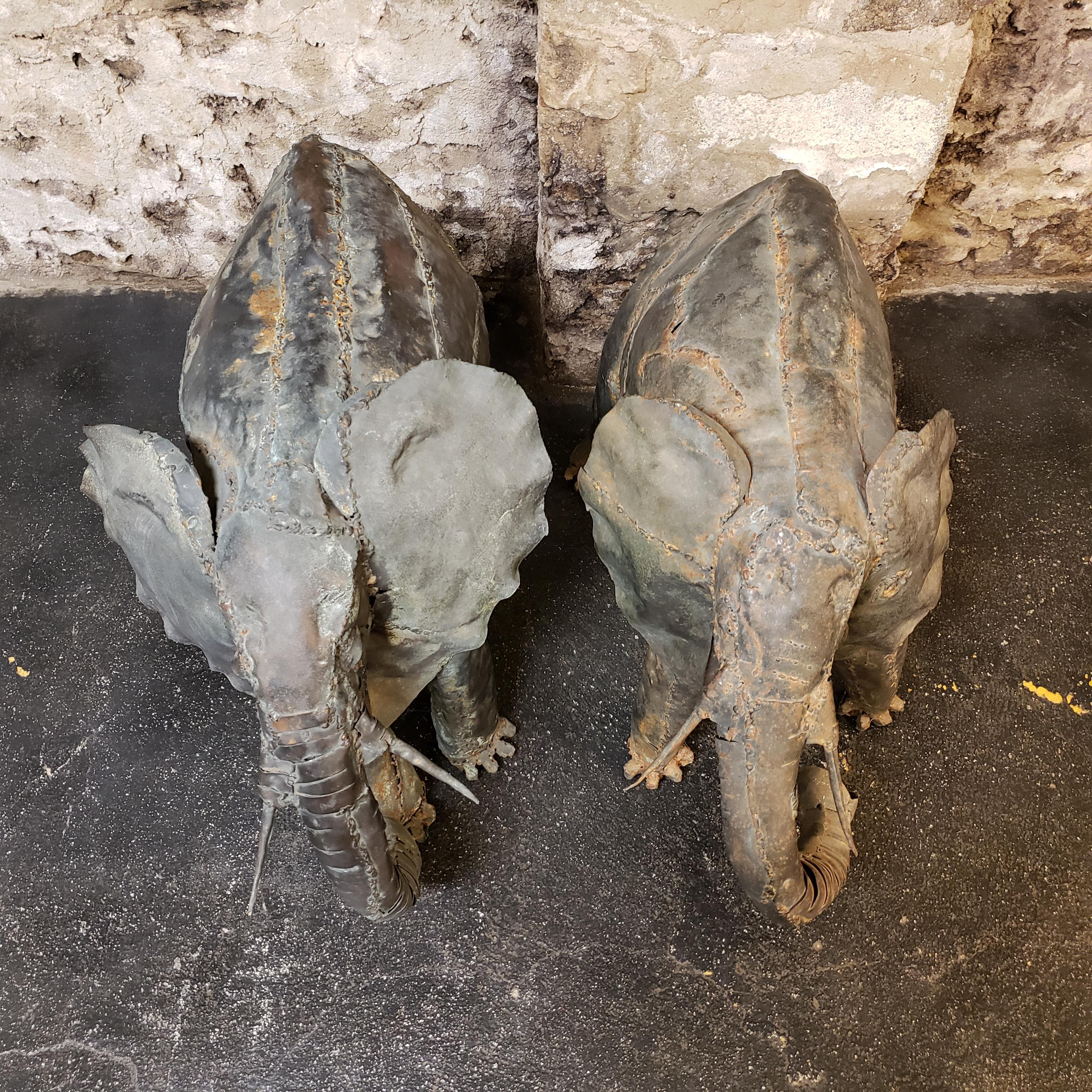 Two Metal Elephant Scultpures For Sale 1