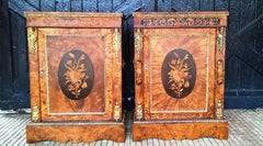 Two Mid-19th Century Metal Mounted Walnut and Marquetry Pier Cabinets