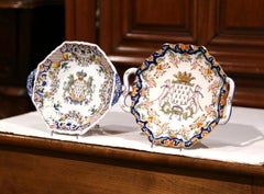 Two Mid-20th Century French Hand Painted Faience Wall Plates from Brittany