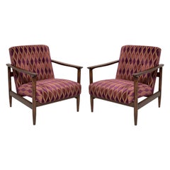 Dos sillones de terciopelo con motivos rosas de mediados del siglo XX, Edmund Homa, Europa, años 60