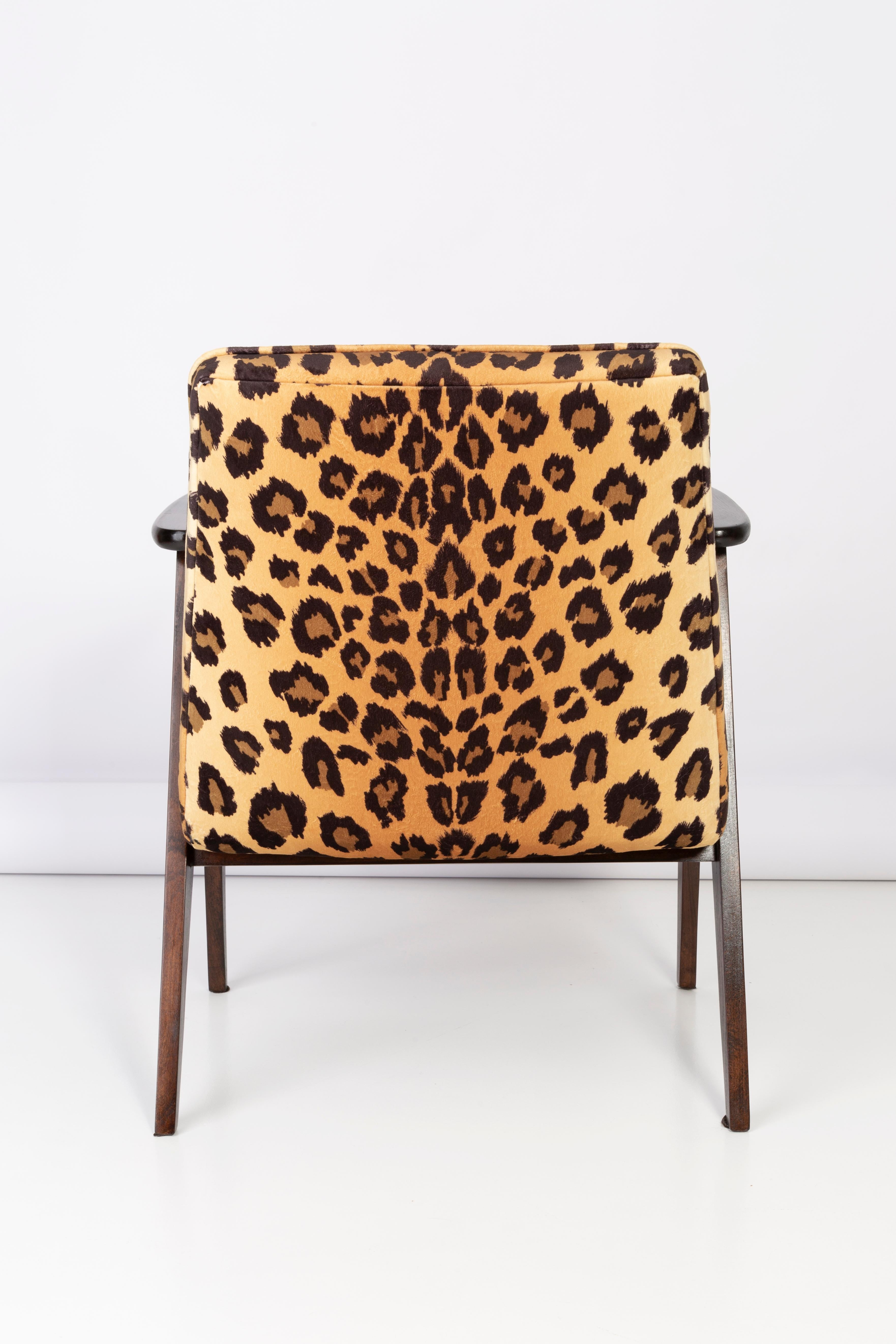 Fait main Deux fauteuils du milieu du siècle 366 en velours imprimé léopard, Jozef Chierowski, années 1960 en vente