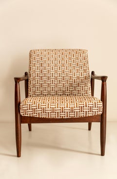 Two Mid Century Armchairs by E. Homa, Jacquard Velvet by Camengo, Europe, 1960s