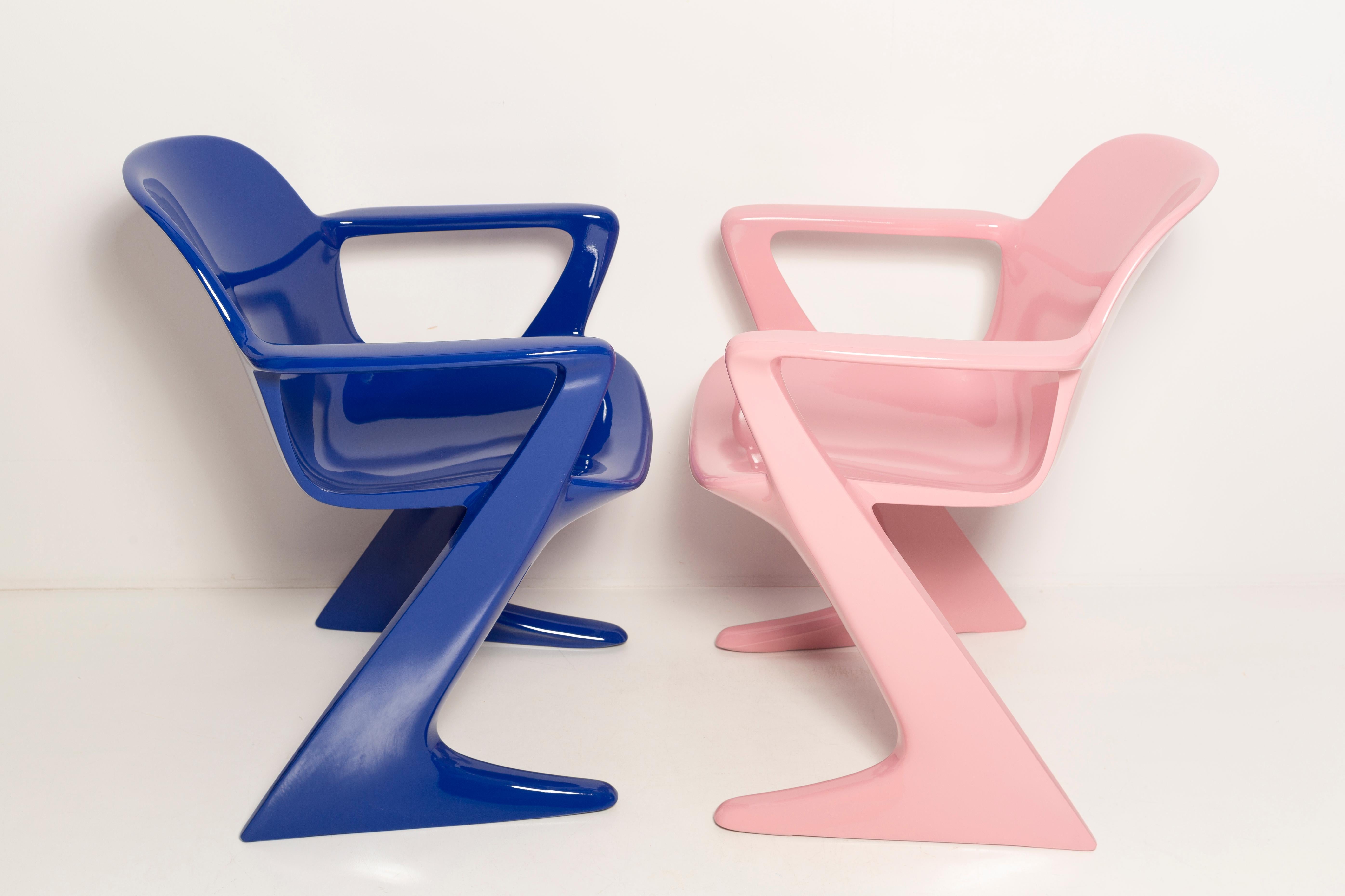 Fiberglass Two Mid-Century Baby Pink and Blue Kangaroo Chairs, Ernst Moeckl, Germany, 1968 For Sale