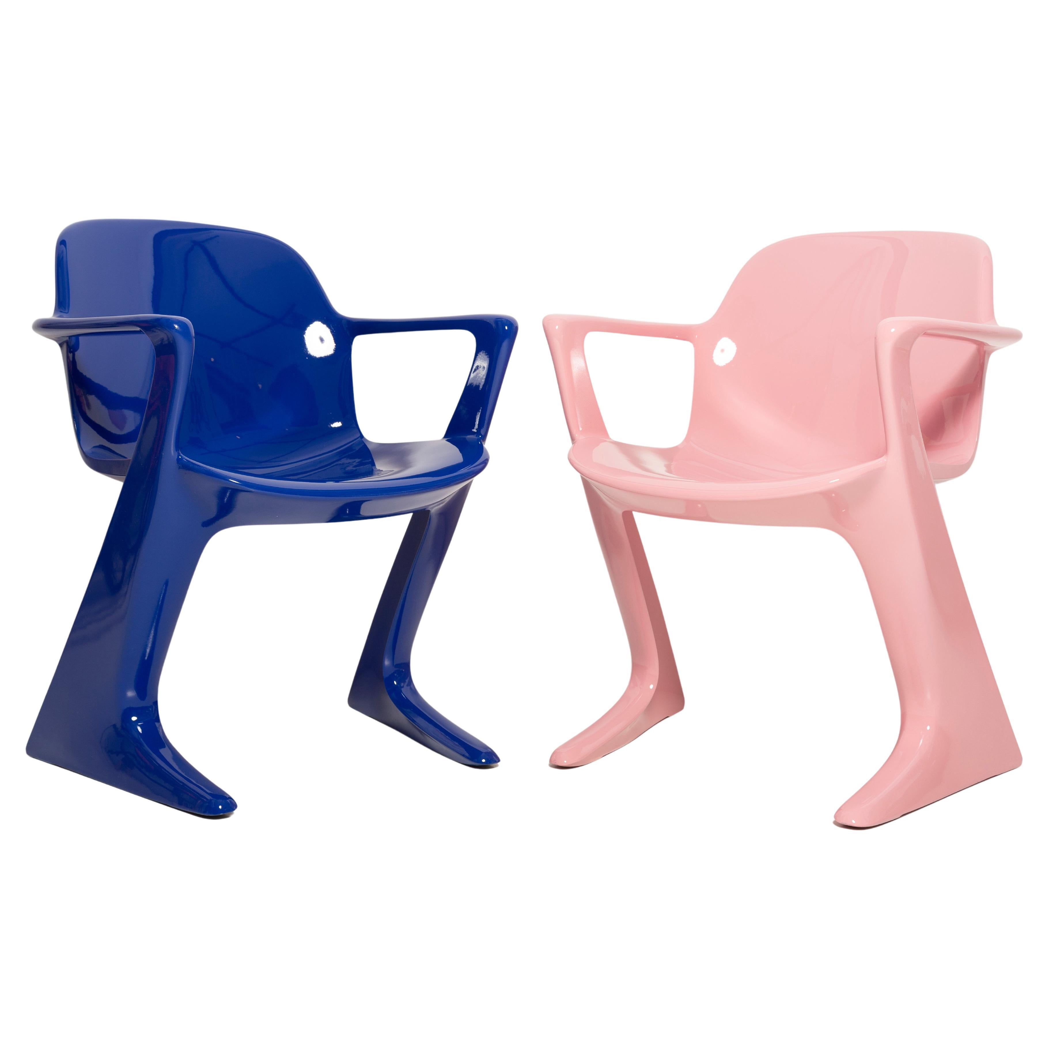 Two Mid-Century Baby Pink and Blue Kangaroo Chairs, Ernst Moeckl, Germany, 1968