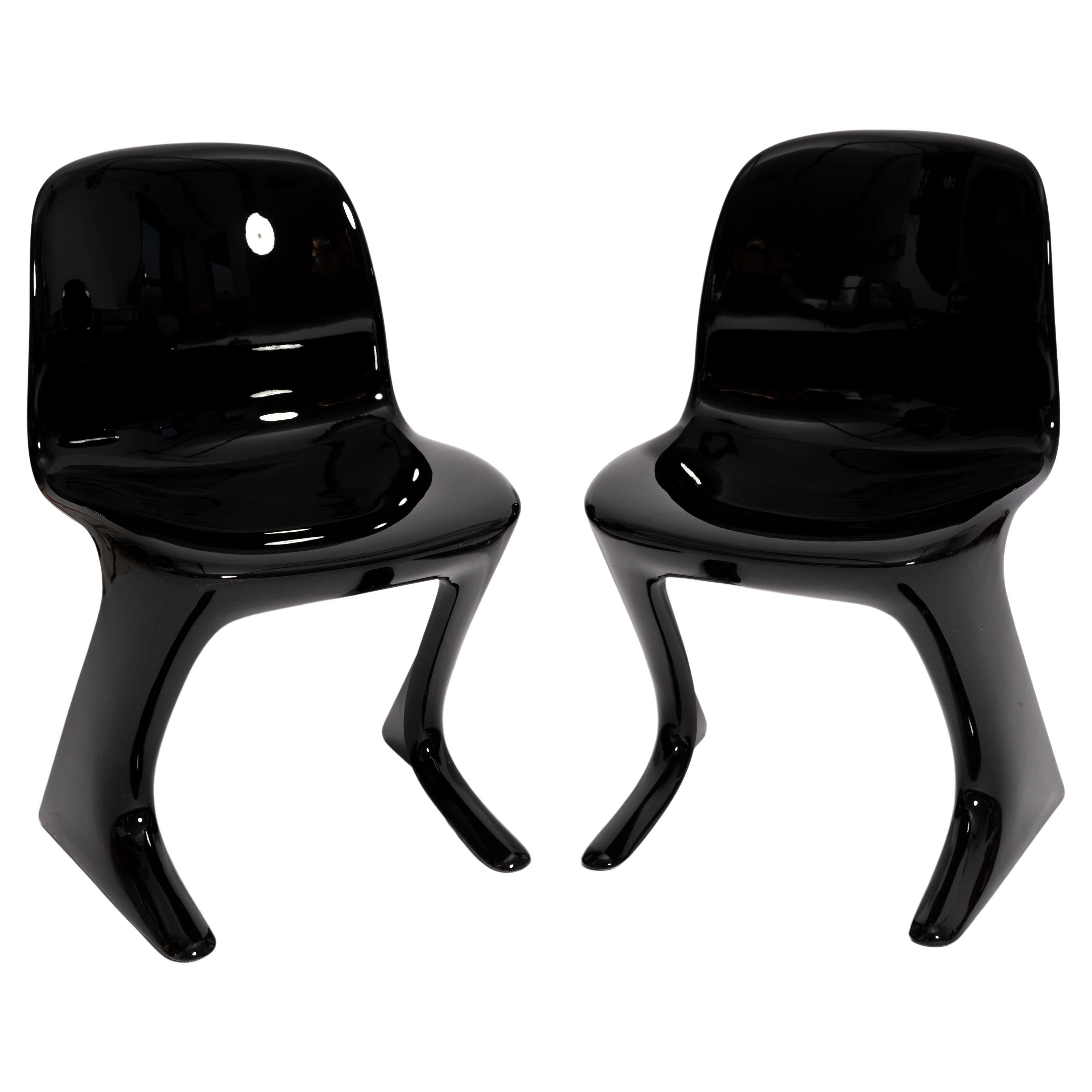 Two Mid-Century Black Kangaroo Chairs Designed by Ernst Moeckl, Germany, 1960s For Sale