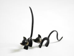 Two Mid Century brass cats as ring holders by Walter Bosse for Herta Baller