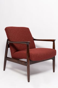 Two Mid Century Burgundy Boucle GFM-64 Armchairs, Edmund Homa, Europe, 1960s