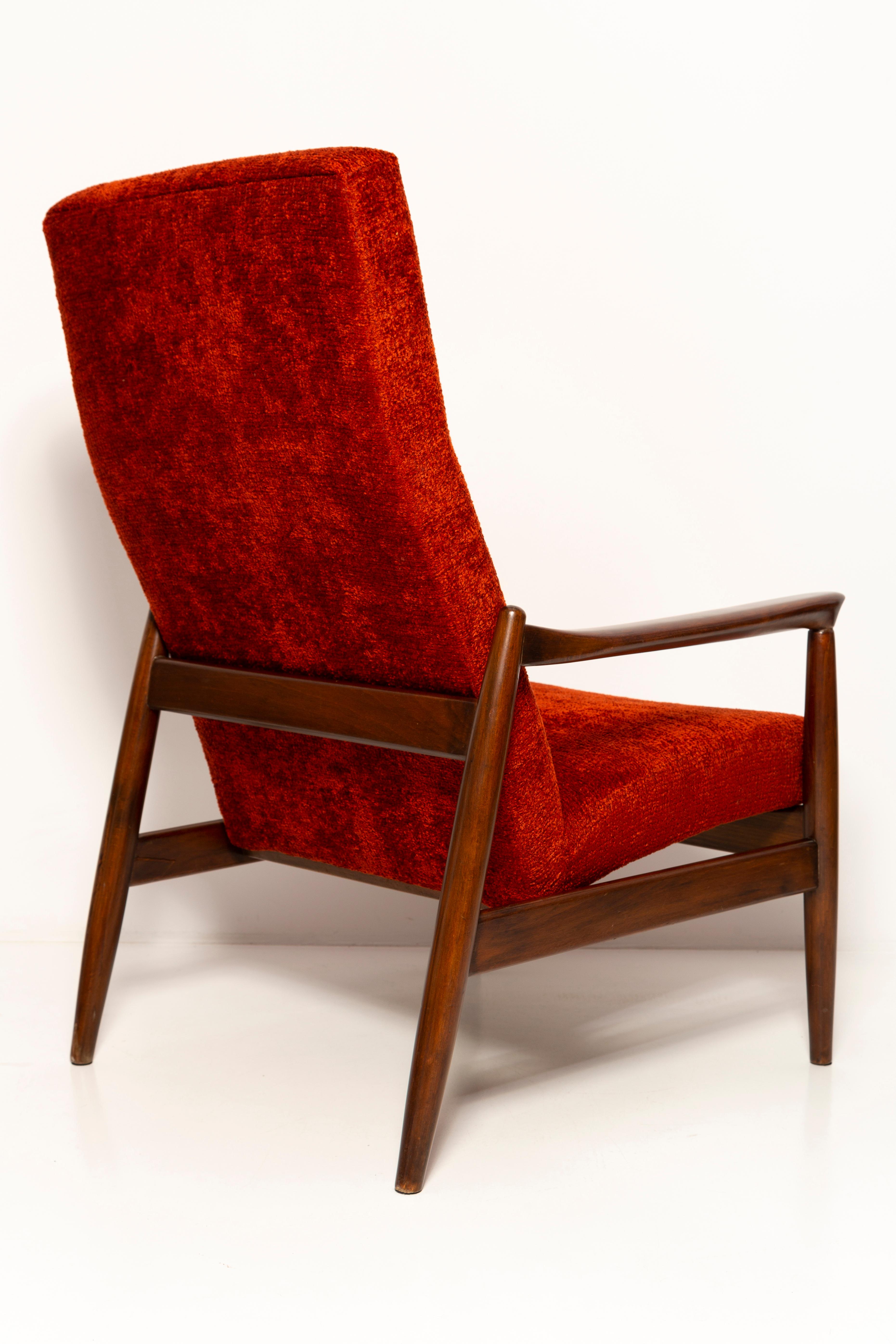 Fabric Two Mid Century Burgundy Wine Armchairs GFM-64 High, Edmund Homa, Europe, 1960s For Sale