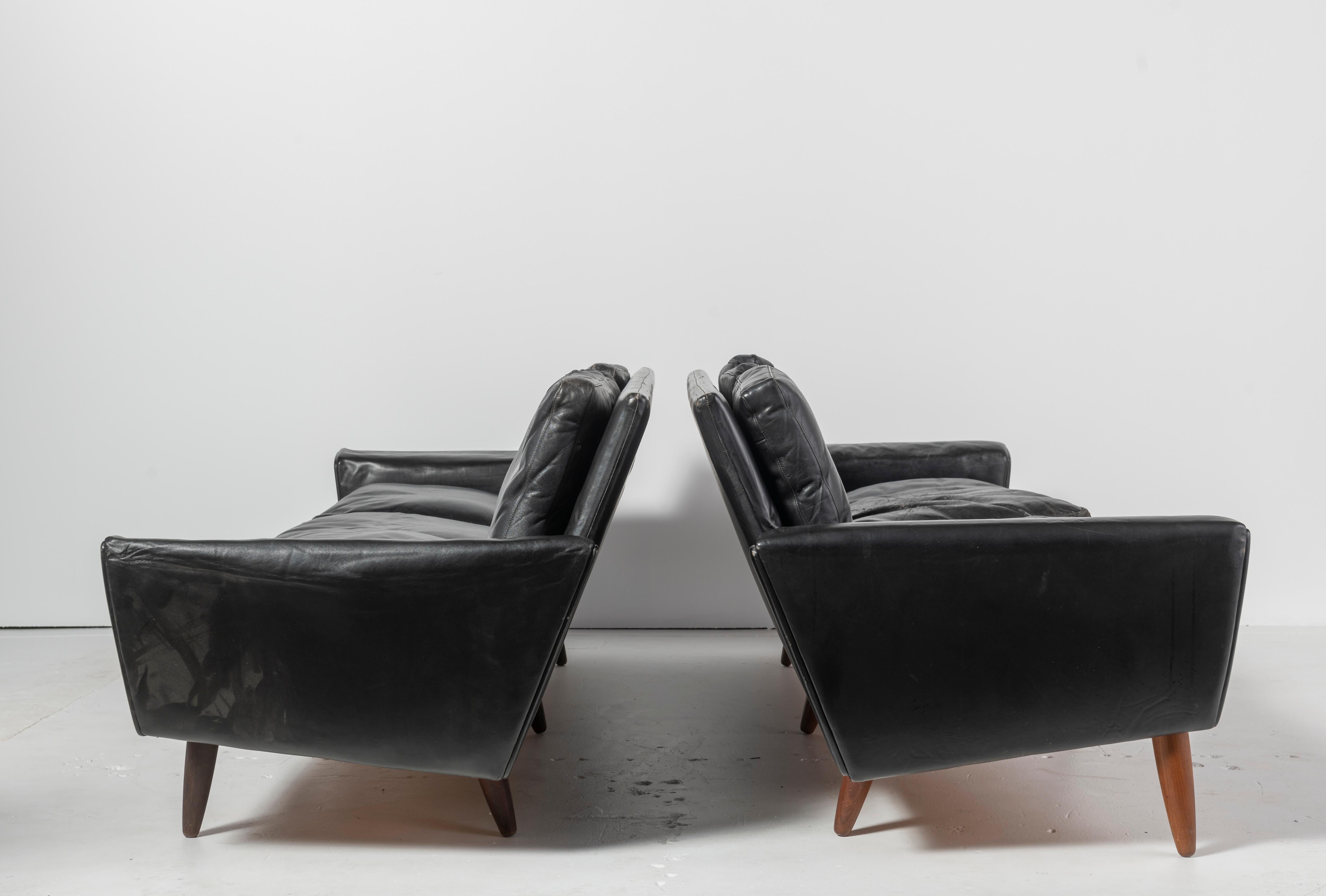 Two Georg Thams Mid-Century Danish Leather Sofas In Good Condition For Sale In San Francisco, CA