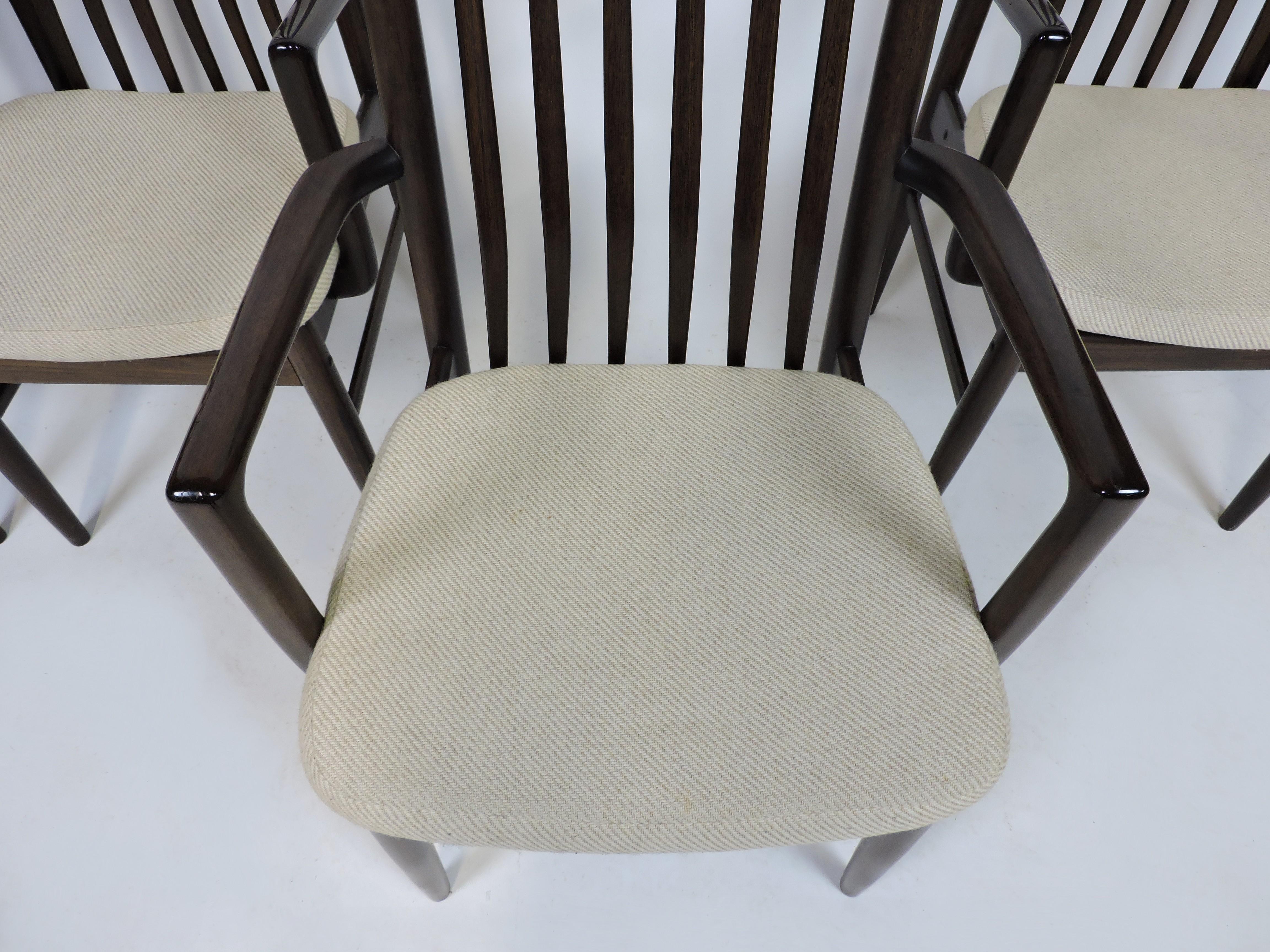 Thai Two Midcentury Danish Modern Walnut Benny Linden BL10A Sanne Dining Chairs