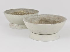Two Mid-Century Eternit Concrete Bowl Planters on Stands from the 1950s