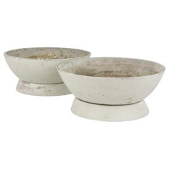 Two Mid-Century Eternit Concrete Bowl Planters on Stands from the 1950s