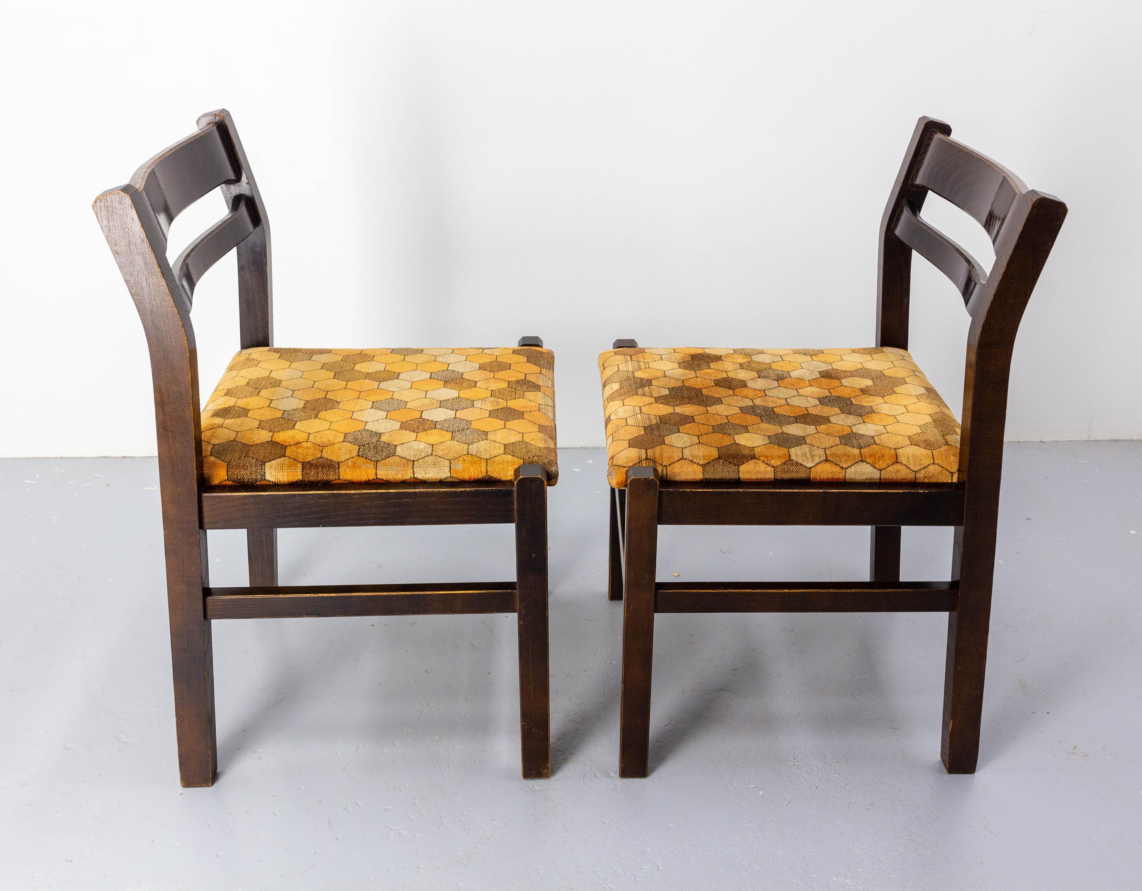 20th Century Two Mid-Century French Eight Chairs Upholstered to Recover For Sale