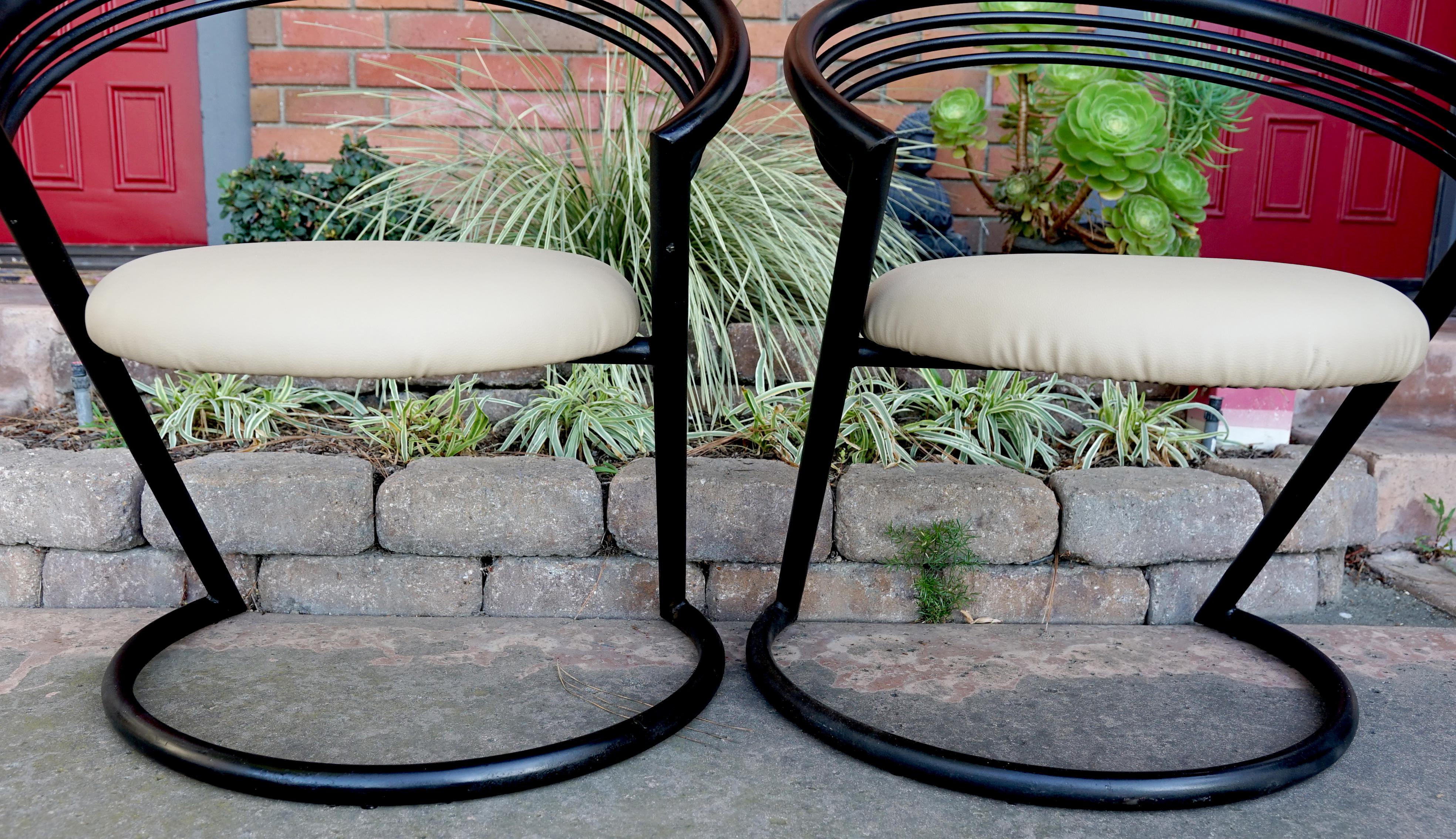 20th Century Two Mid Century Futuristic Vintage Iron Chairs in Style of Willy Rizzo, Thonet For Sale