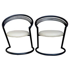 Two Mid Century Futuristic Vintage Iron Chairs in Style of Willy Rizzo, Thonet