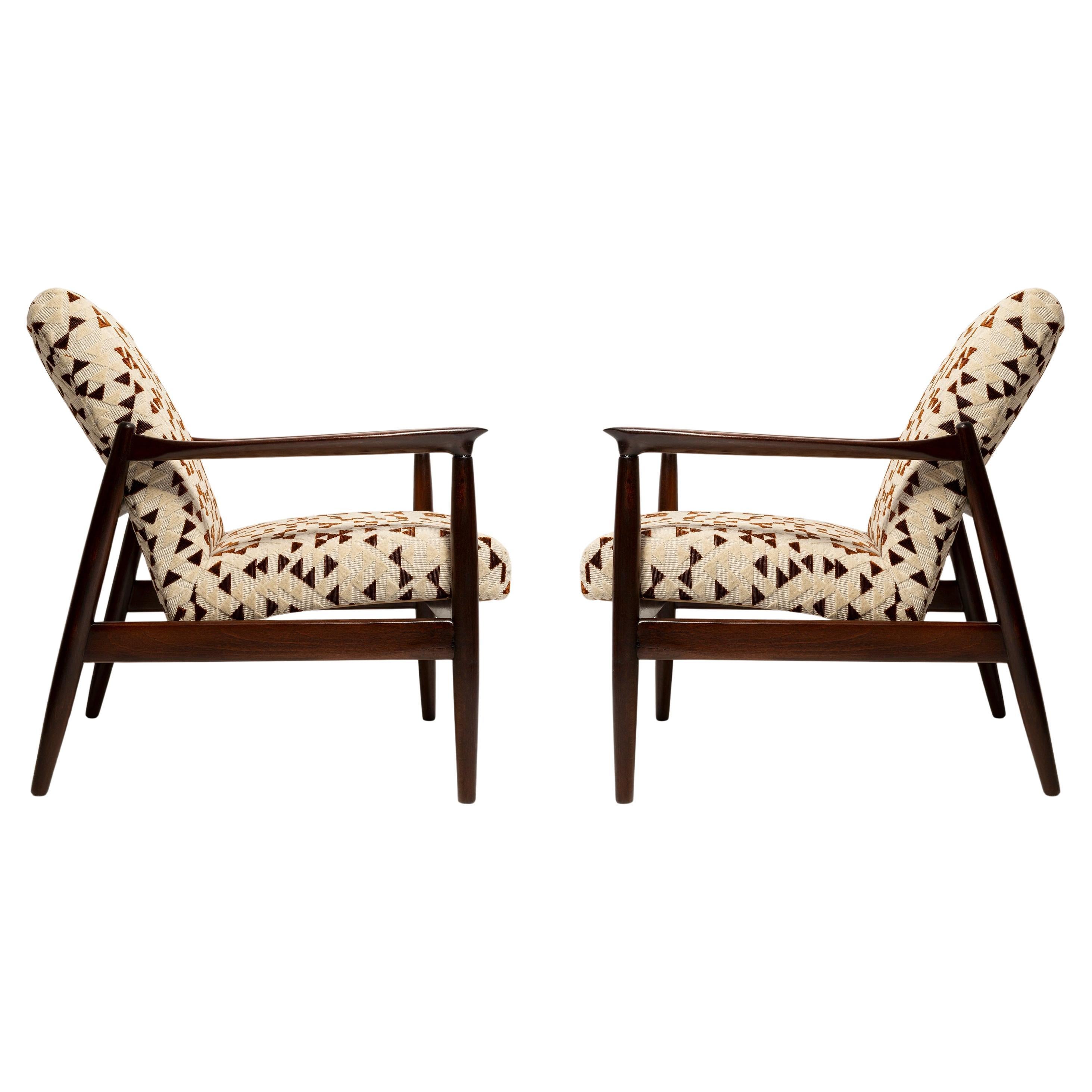 Two Mid Century GFM 64 Armchairs, Drawing Velvet by Dedar, Homa, Europe, 1960s