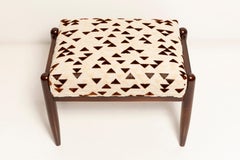 Two Mid Century GFM Stools in Drawing Jacquard by Dedar, E. Homa, Europe, 1960s