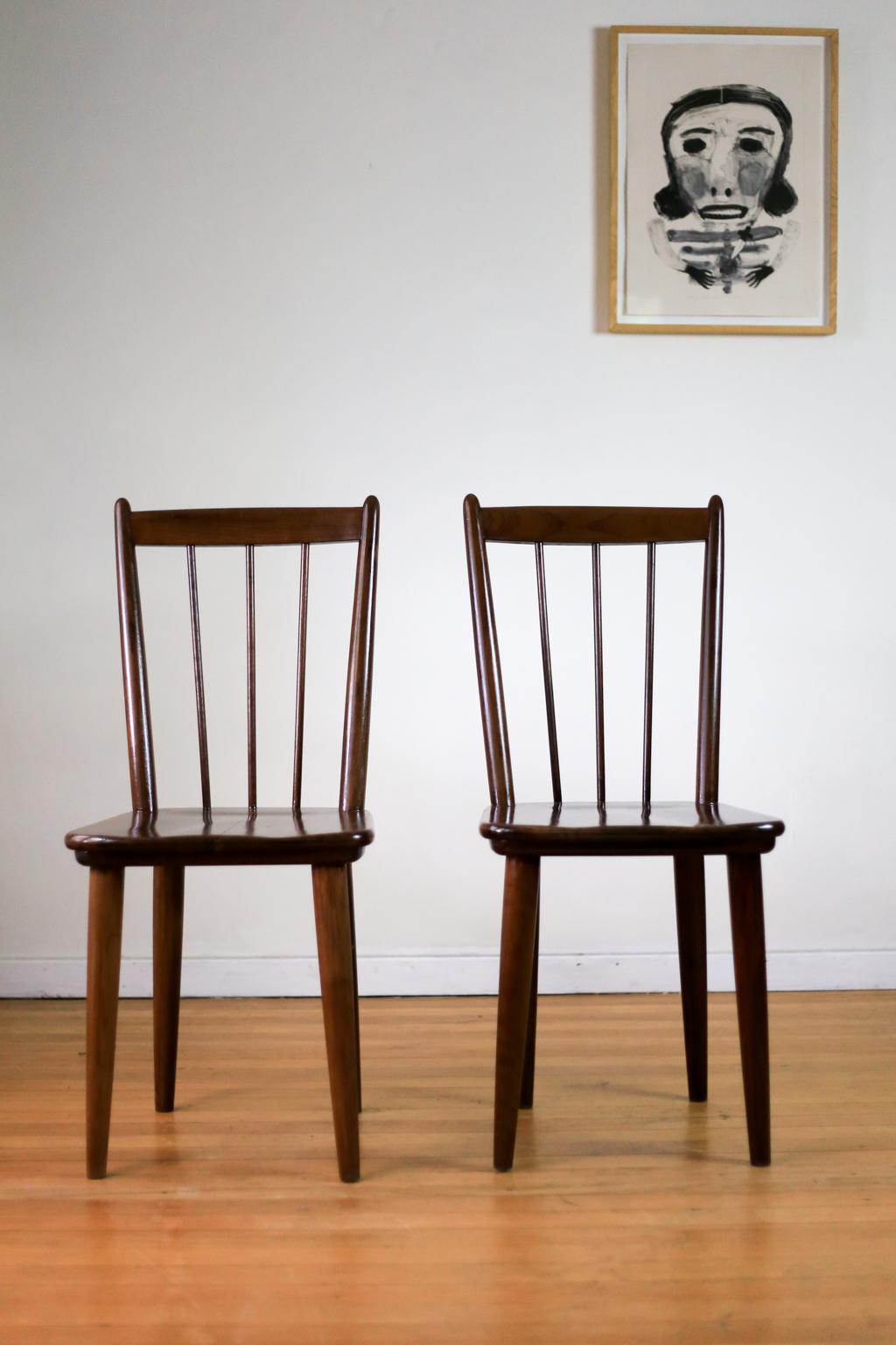 Imbuia Two Mid Century 'Karin' Dining Chairs by E.E. Meyer for Binnehuis, South Africa For Sale