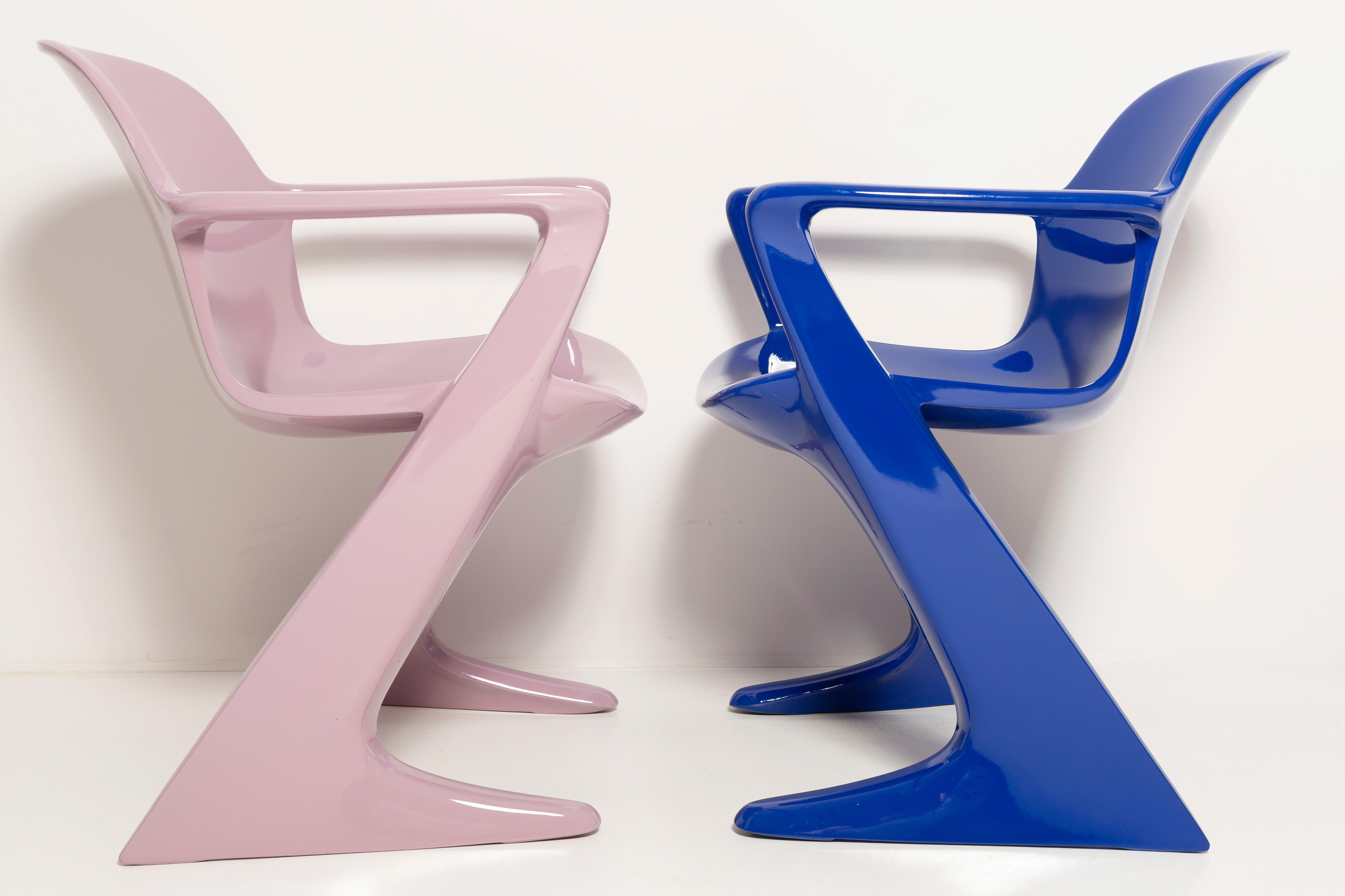 20th Century Two Mid-Century Lavender and Blue Kangaroo Chairs Ernst Moeckl, Germany, 1968 For Sale