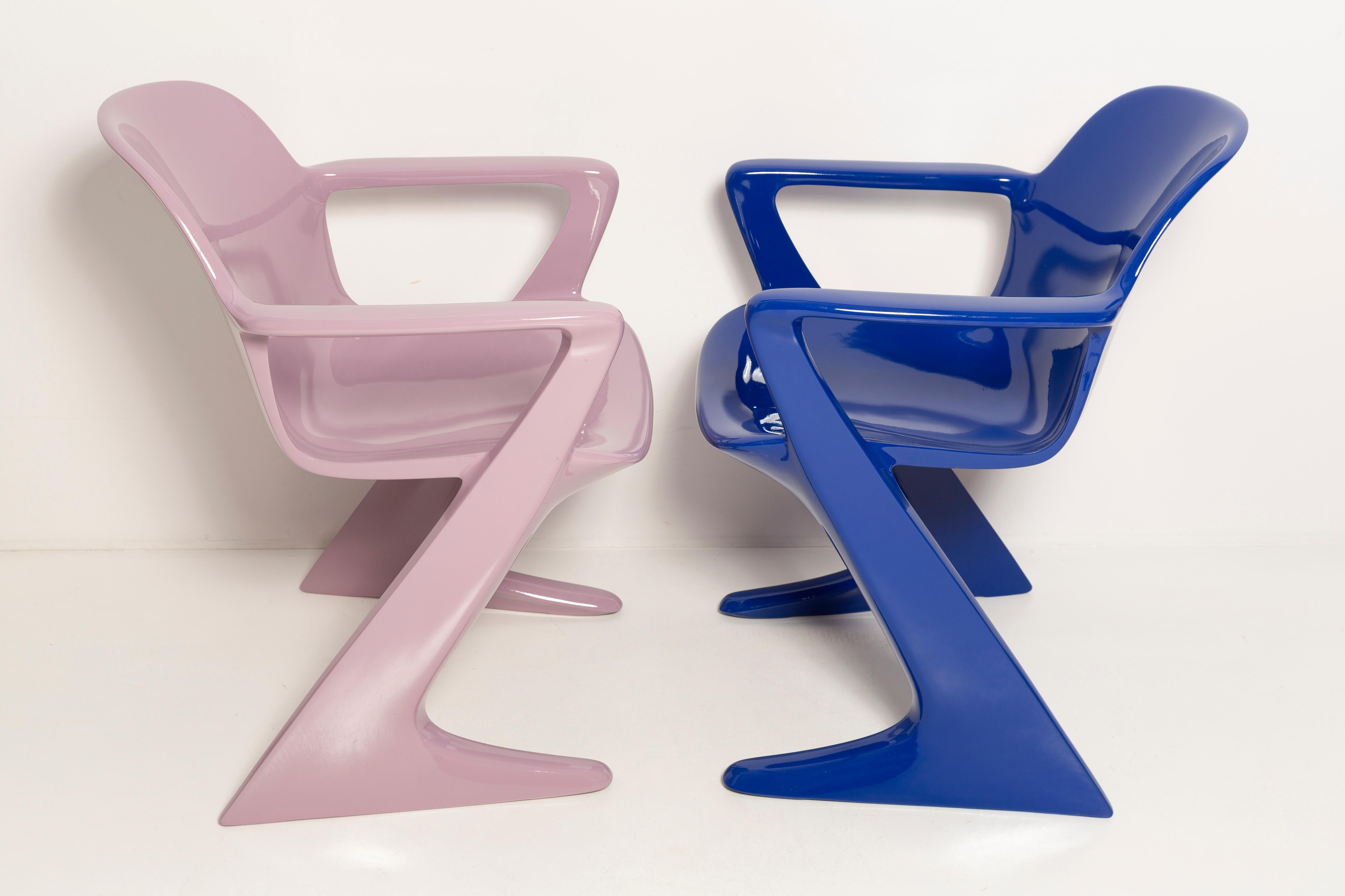 Fiberglass Two Mid-Century Lavender and Blue Kangaroo Chairs Ernst Moeckl, Germany, 1968 For Sale