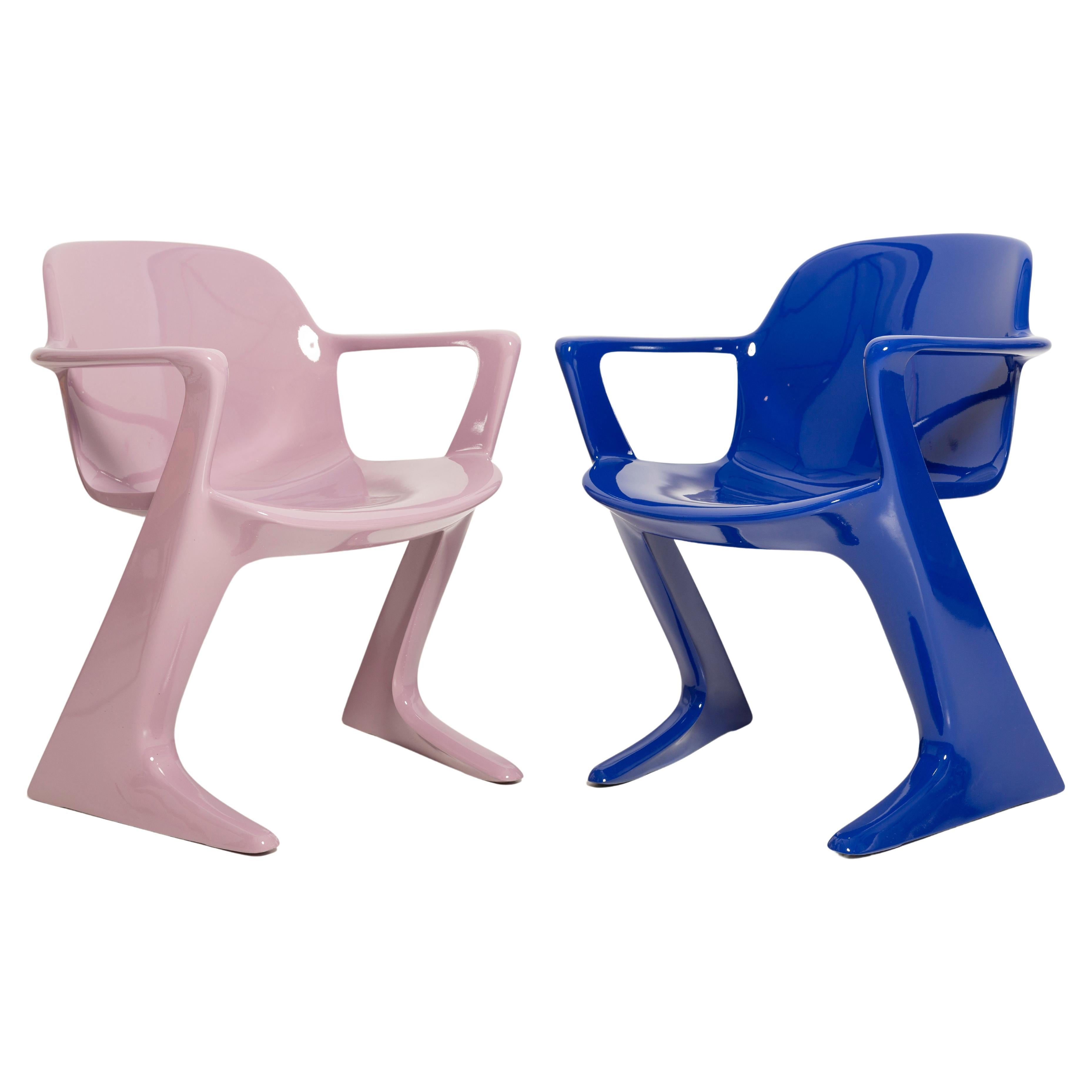 Two Mid-Century Lavender and Blue Kangaroo Chairs Ernst Moeckl, Germany, 1968 For Sale