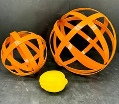Two Mid-Century Metal Abstract Sculpture Centerpiece Balls