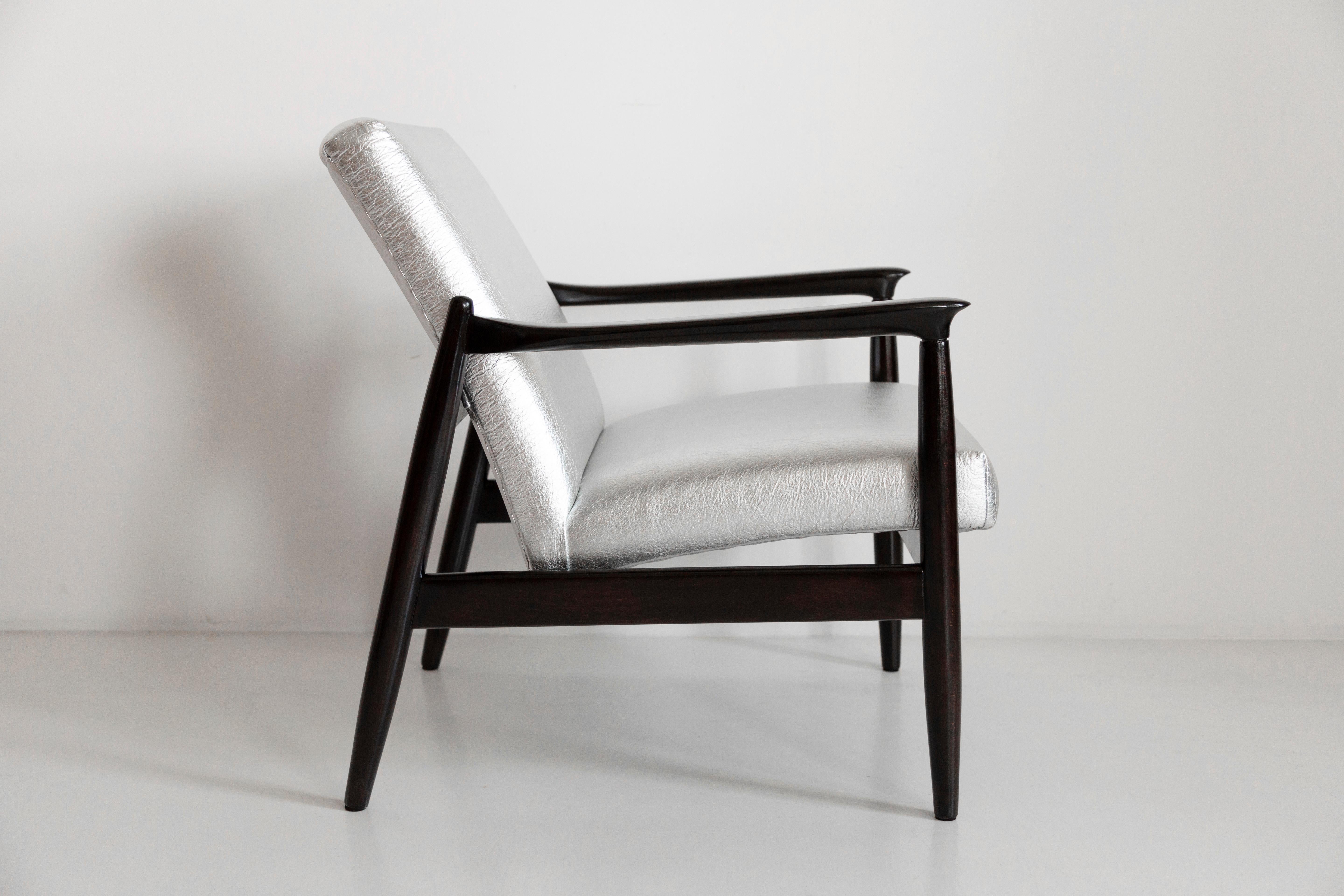 Textile Two Mid Century Metalic Pineapple Leather GFM 64 Armchairs, Homa, Europe, 1960s For Sale