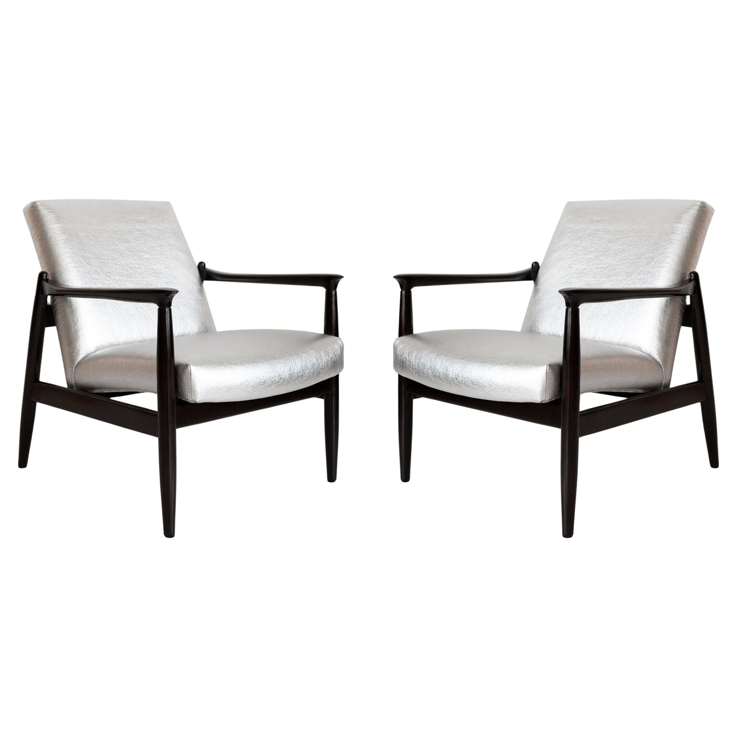 Two Mid Century Metalic Pineapple Leather GFM 64 Armchairs, Homa, Europe, 1960s For Sale