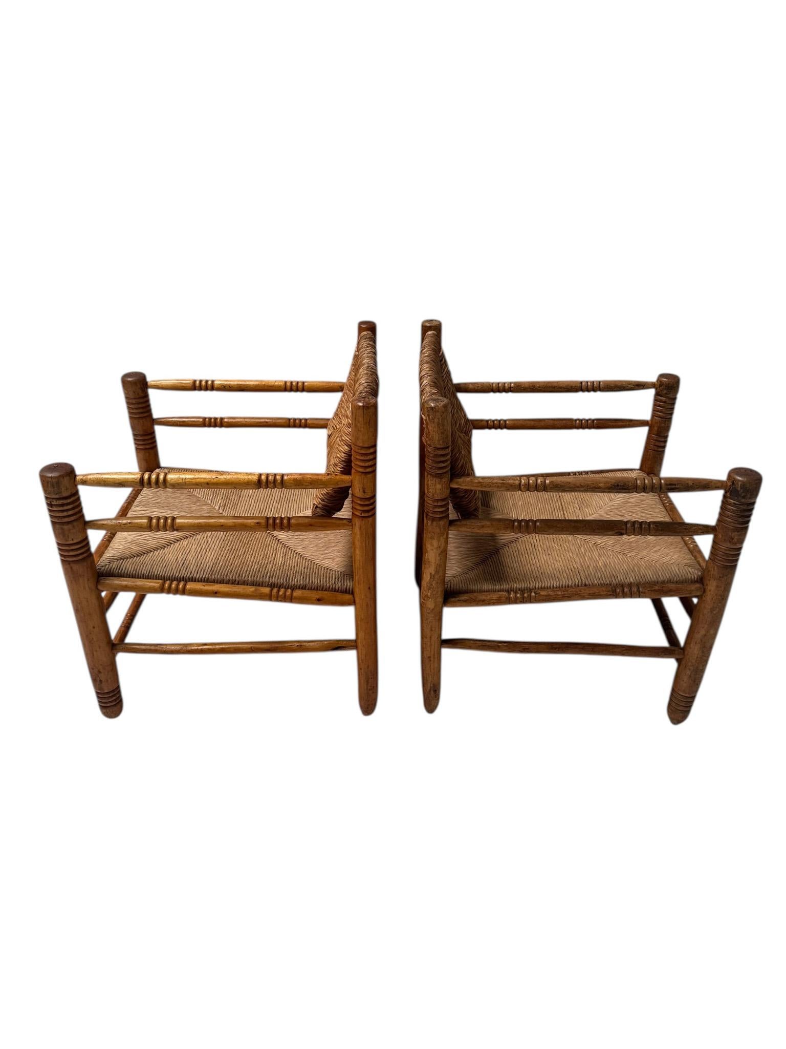Two Mid-Century Modern Audoux-Minet Style Armchairs, 1950s (Mitte des 20. Jahrhunderts) im Angebot
