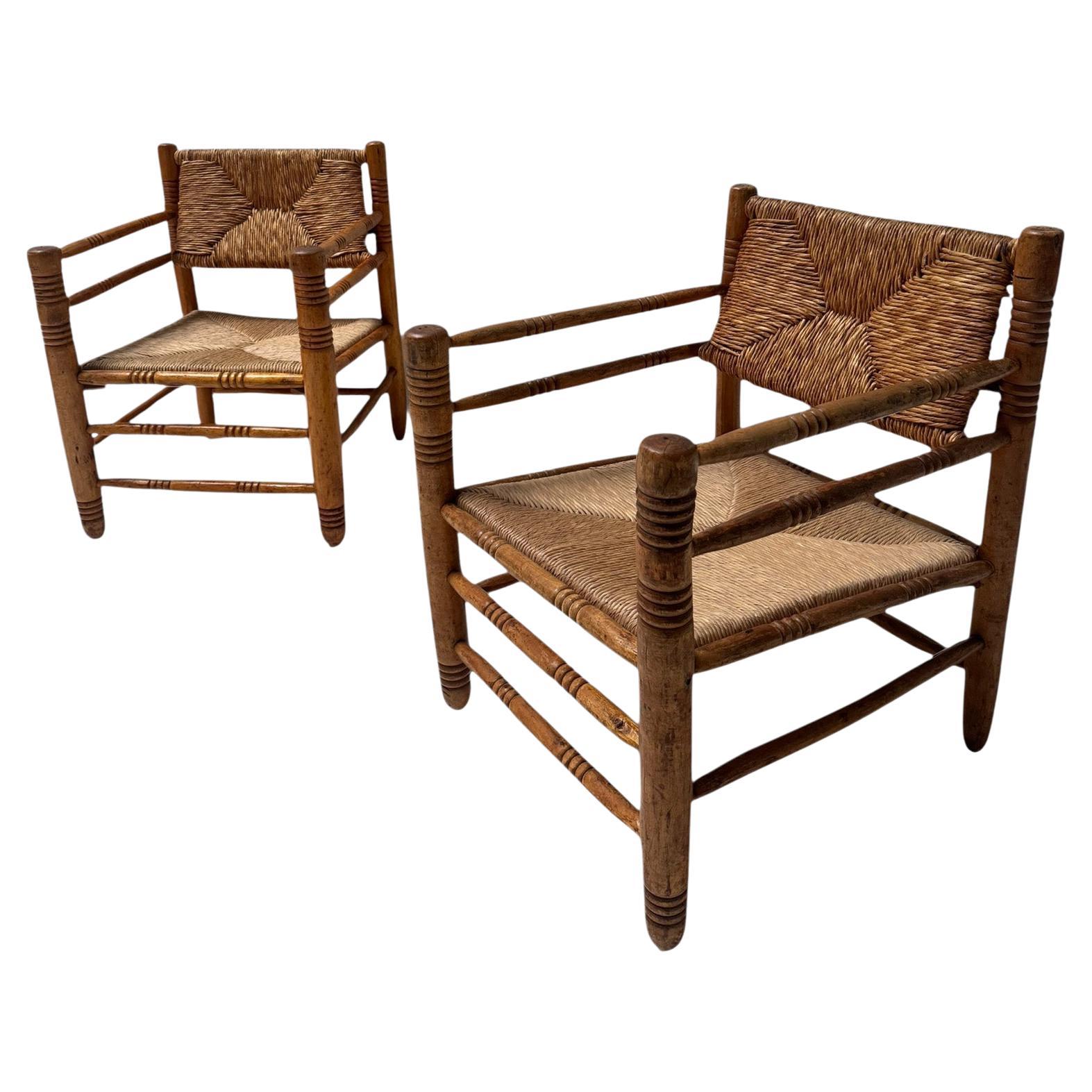 Two Mid-Century Modern Audoux-Minet Style Armchairs, 1950s