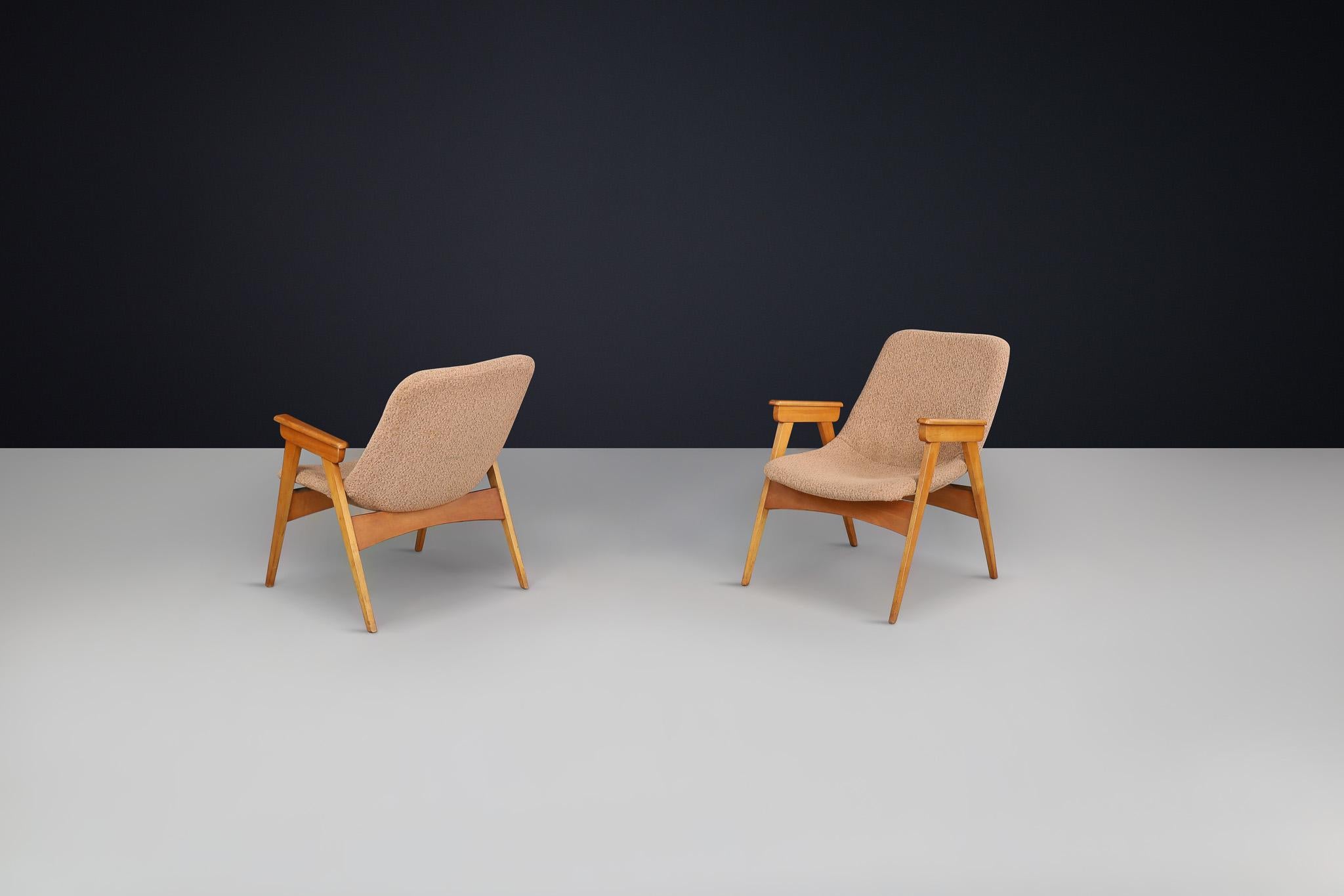 Tchèque Deux fauteuils en hêtre et fibre de verre The Moderns - République tchèque, années 1950 en vente