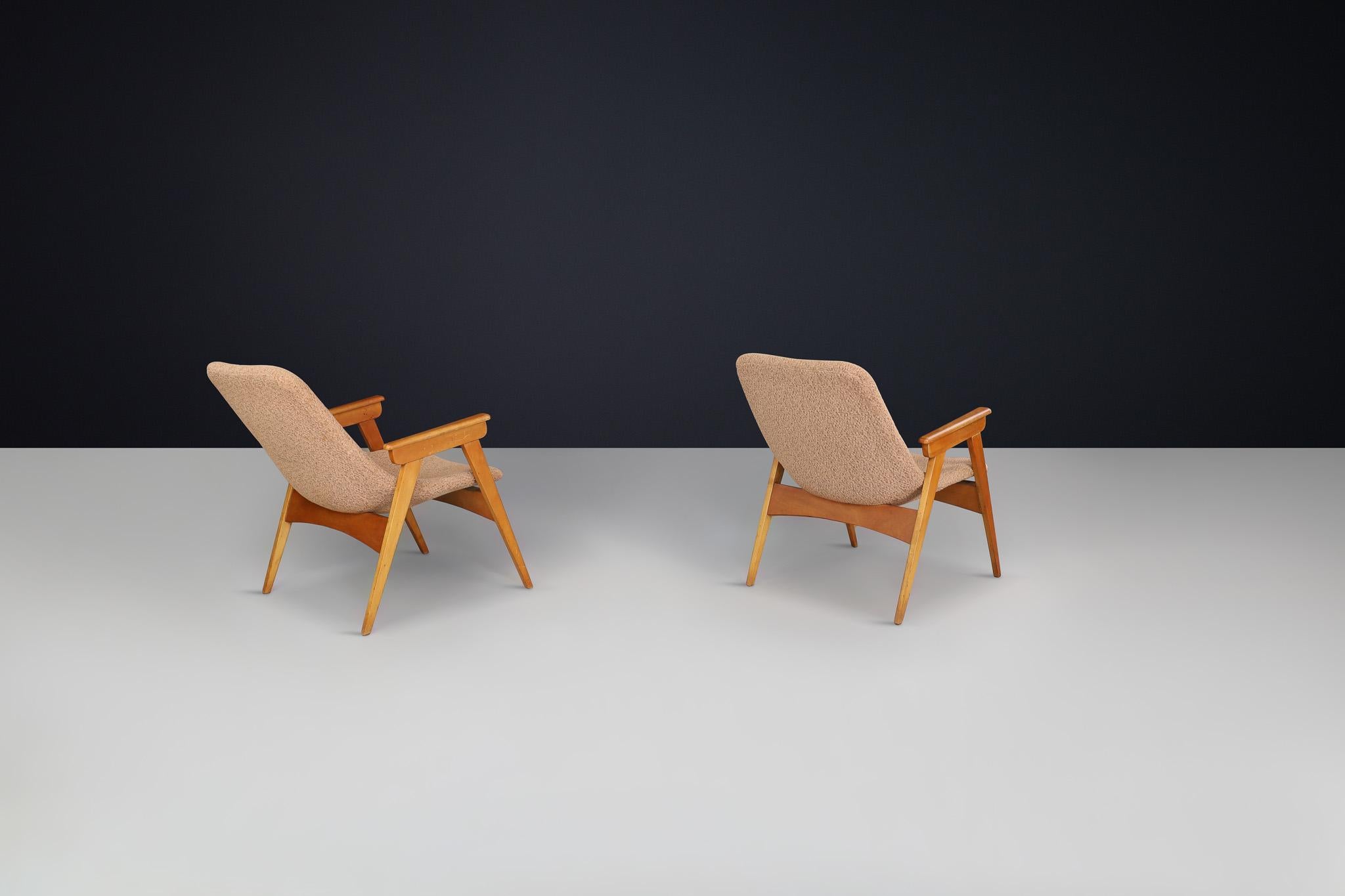 Fibre de verre Deux fauteuils en hêtre et fibre de verre The Moderns - République tchèque, années 1950 en vente